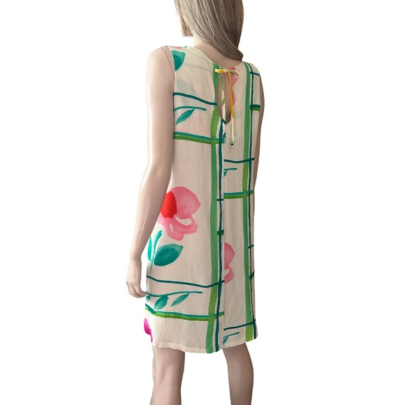 James World Floral Shift Dress Flower Box Colourful 100% Rayon Sleeveless RARE - Picture 9 of 15